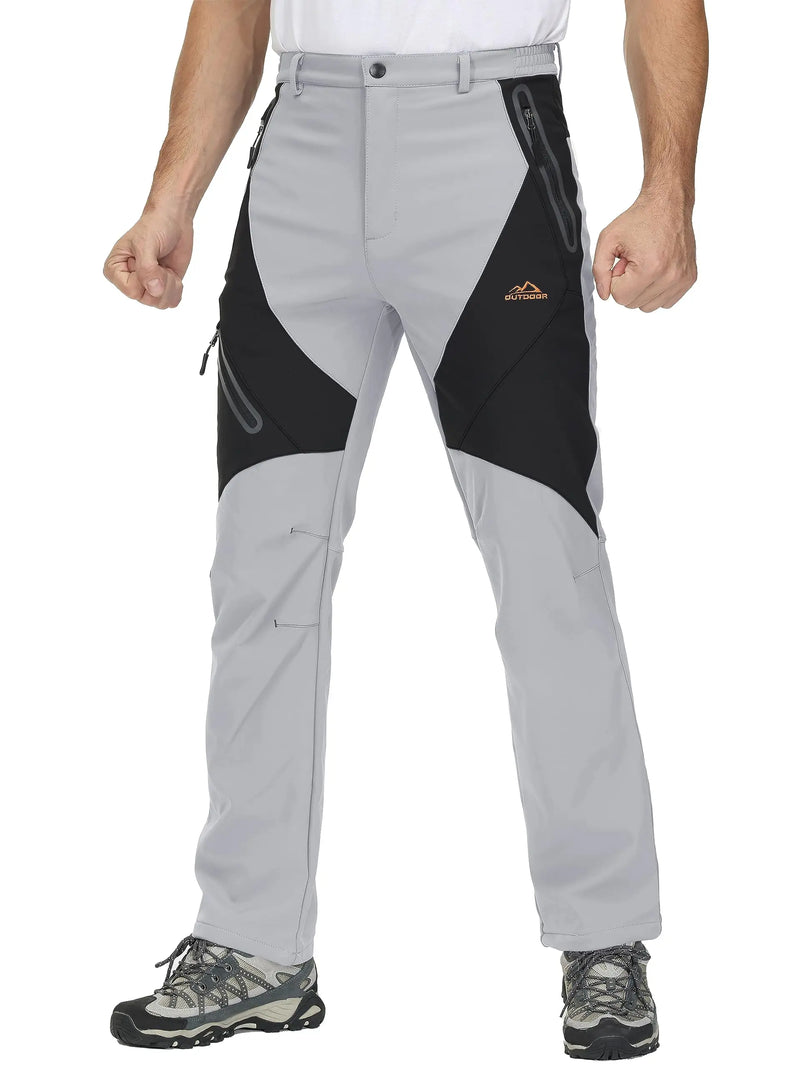 TACVASEN Winter Ski Pants Mens Hiking Warm Fleece Lined Pants Waterproof Windproof Zipper Pockets Pants Softshell Work Trousers