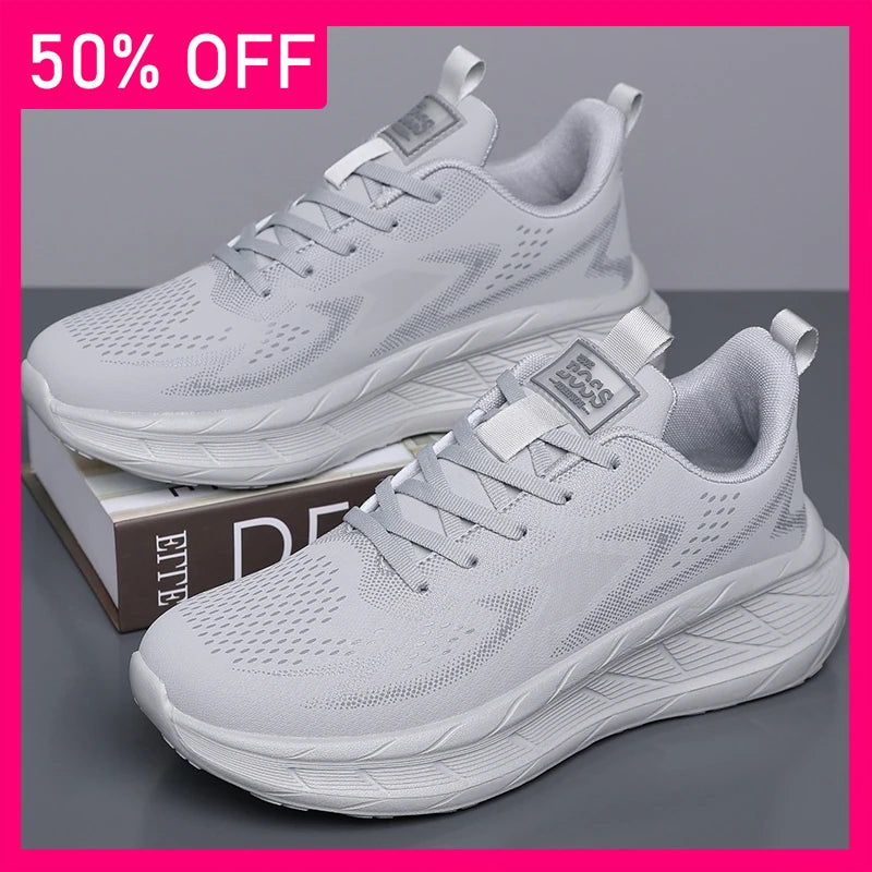 Men Sports Shoes Fashion Lace Up Mesh Breathable Lightweight Autumn Daily Commuting Sports Shoes Comfort Versatile Tennis Shoes