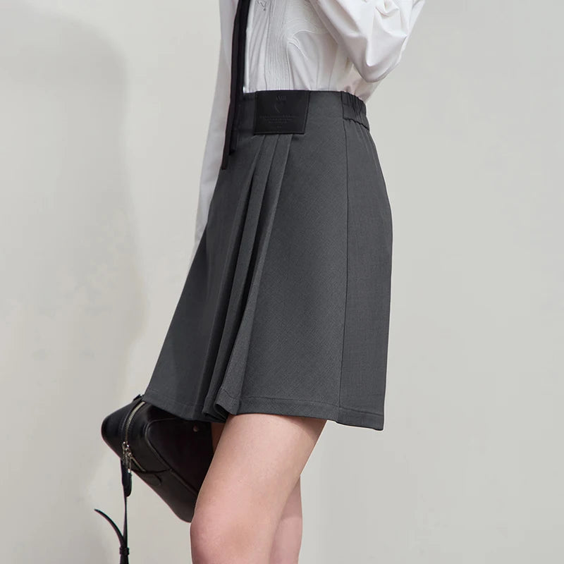 AMII Mini Skirt 2026 Autumn New Minimalist Loose Zipper Long Sleeve Jacket Solid Versatile Short Skirt Ladies Clothes 12543024