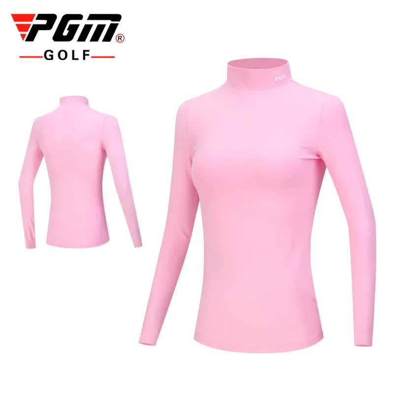PGM golf Women Long Sleeve T Shirts Autumn Winter Keep Warm Outdoor Sports Bottoming Shirt Ladies Slim Fit YF389