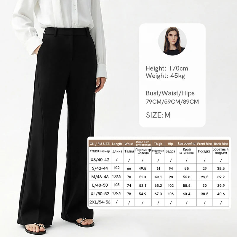 Amii Women's Flare Pants 2026 Autumn New Casual Stretch Office Trousers Long Length Comfy Twill Straight Pants Women 12613010