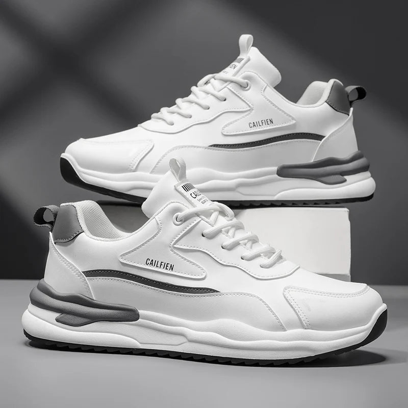 Mens Running Shoes 2025 Autumn New High-end White Thick Soled Sneakers Breathe Cushioning Outdoor Street Casual Sneakers for Men