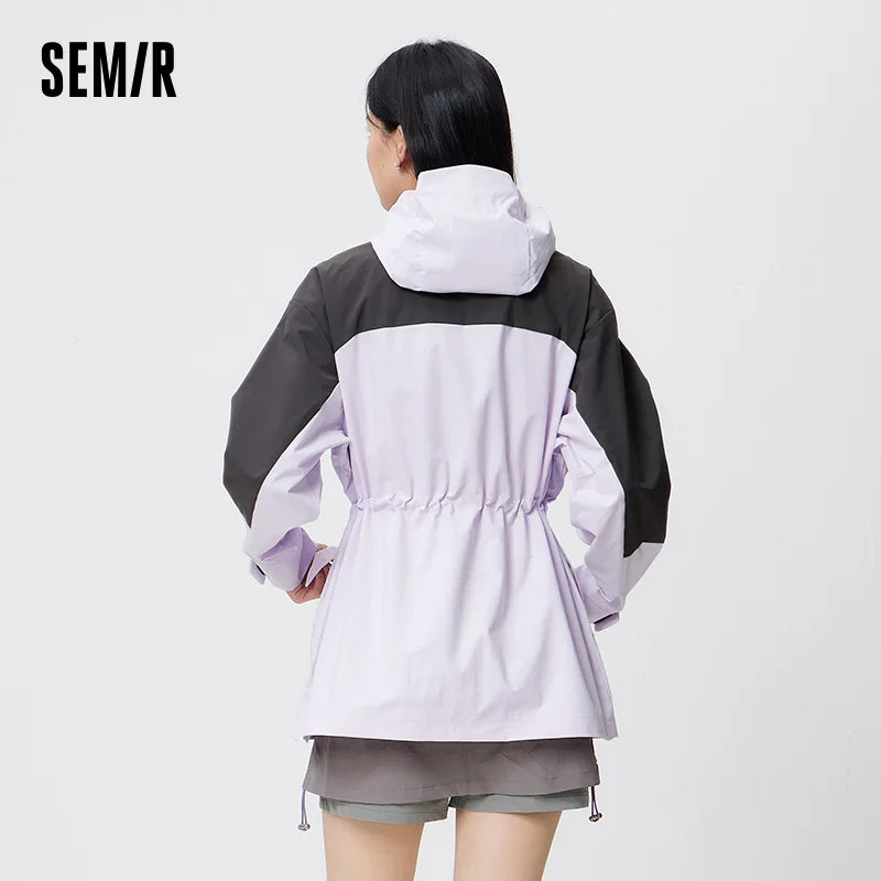 Semir Waterproof Jacket Women 2026 Spring Windproof Stain-Resistant Solid Color Loose Casual Top Stylish Outerwear