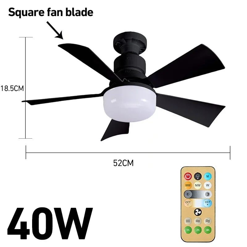 30W/40W E27 Ceiling Fan Light with Remote Dimming LED Lights Suitable Fan Intelligent Silent Ceiling Fan for Living Room Bedroom