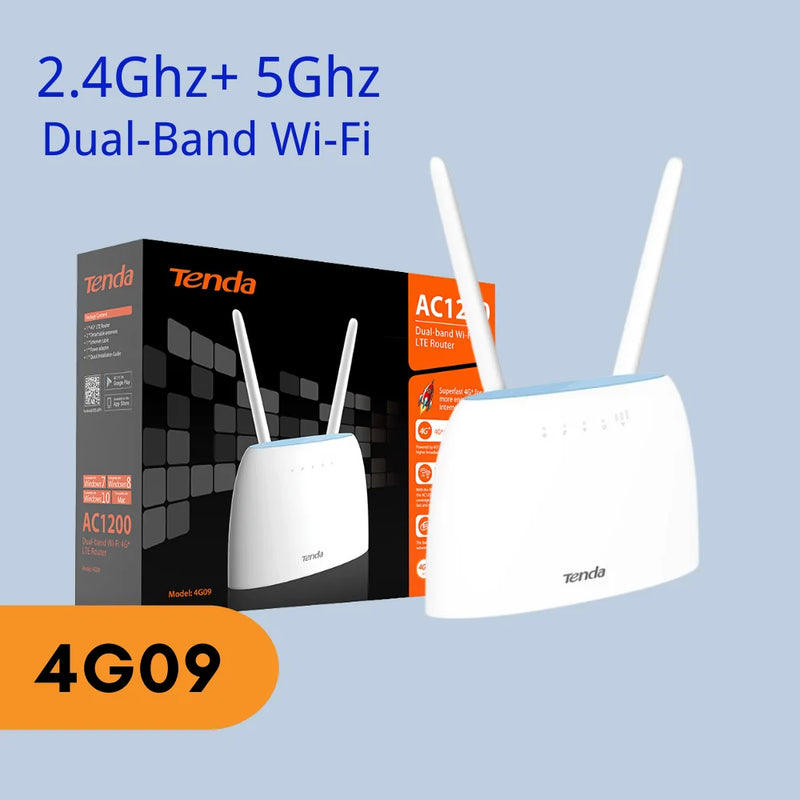 រ៉ោតទ័រ Tenda 4G ស៊ីមកាត AC1200 រ៉ោតទ័រឥតខ្សែ Hotspot អ្នកប្រើប្រាស់ 64 នាក់ 150mbps Beamforming រ៉ោតទ័រ Wifi 4G CAT4 CAT4 Carrier Aggregation