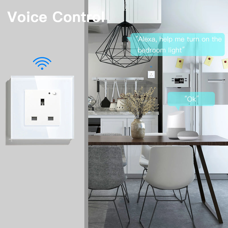 BSEED UK Standard Wifi Smart Socket Smart Double Electric Power Outlets Support Tuya Smart Iife Alexa Control 13A