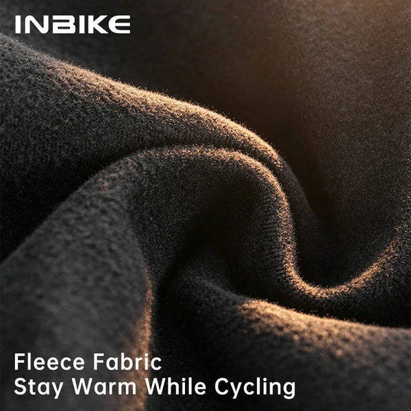 INBIKE Winter Fleece Cycling Suit Men Long Sleeve Jersey Bib Pants Set Road Bike Outdoor Sports Shockproof Padding with Pockets
