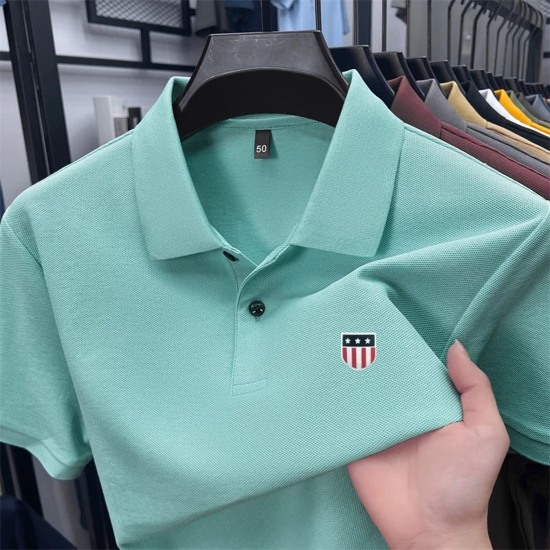 High-End Luxury Man T-Shirt Polo Shirt Lapel Button Pattern Printing Various Colors British Style Summer Leisure Golf Men's Wear