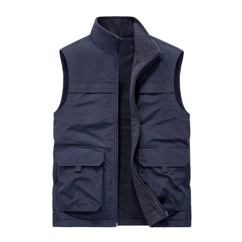 2025 Large size  Autumn and winter casual workwear double-sided vest men's waistcoat outdoor multi-pocket photography vest