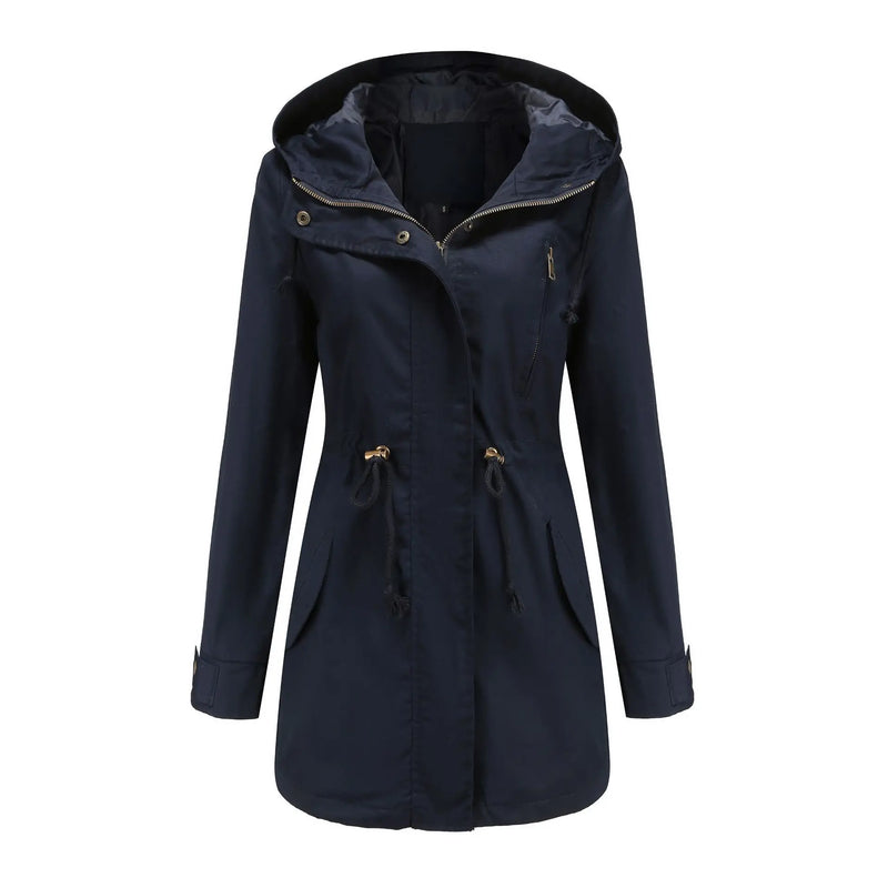2026 Women Burgundy Hooded Jacket, Green Long Sleeves Windproof Jackets Fashion Casual Coat Black Blue Coffee Khaki S-4XL