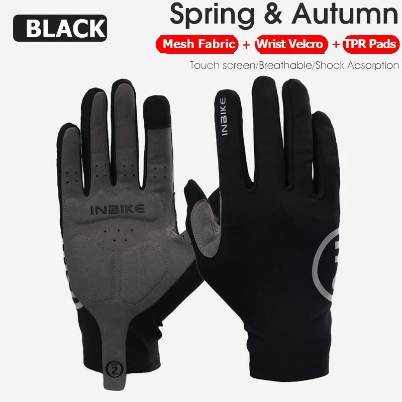 INBIKE Full Finger MTB Cycling Gloves Man Touchscreen Breathable Bicycle Road Bike Gloves Mountain for Men Biking Racing Gloves