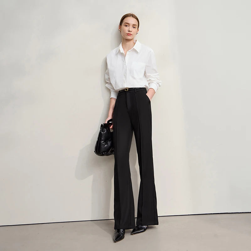 ខោ Amii Minimalist Women រដូវរងាឆ្នាំ ២០២៥ សម្លៀកបំពាក់នារីថ្មីសម្រាប់ការធ្វើដំណើរទៅធ្វើការ ខោត្រង់ពណ៌ធម្មតា 12544139