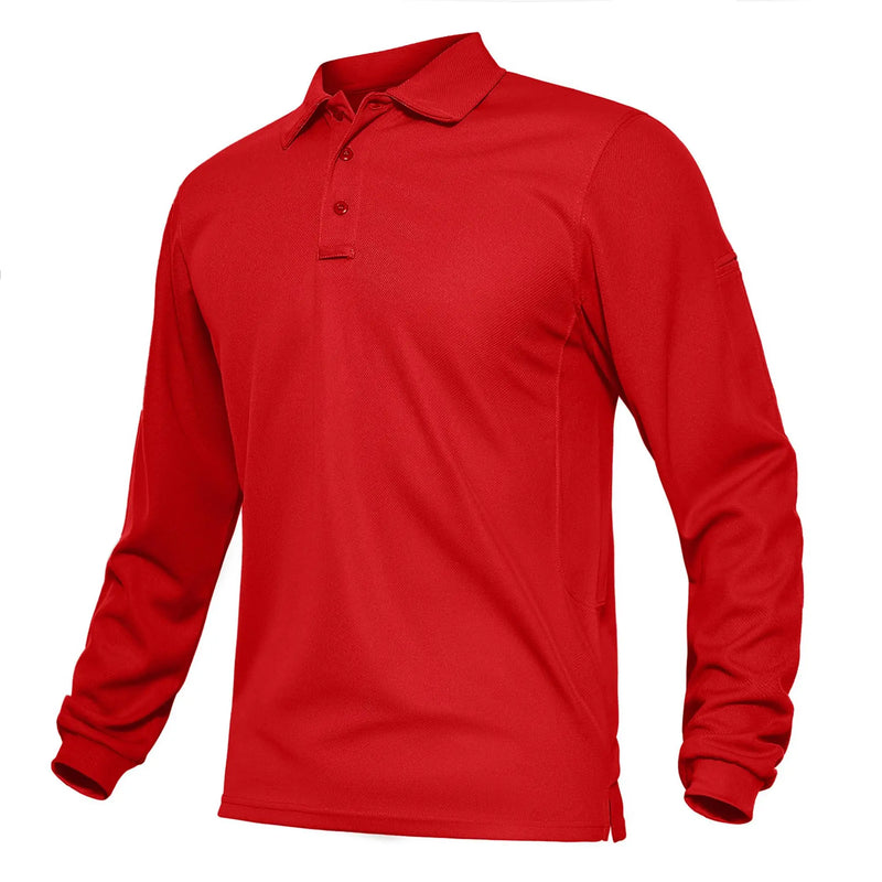 TACVASEN Summer Long Sleeve Performance Quick Drying Polos T-shirts Mens Office Shirt Golf Team Work Shirts Casual Tops