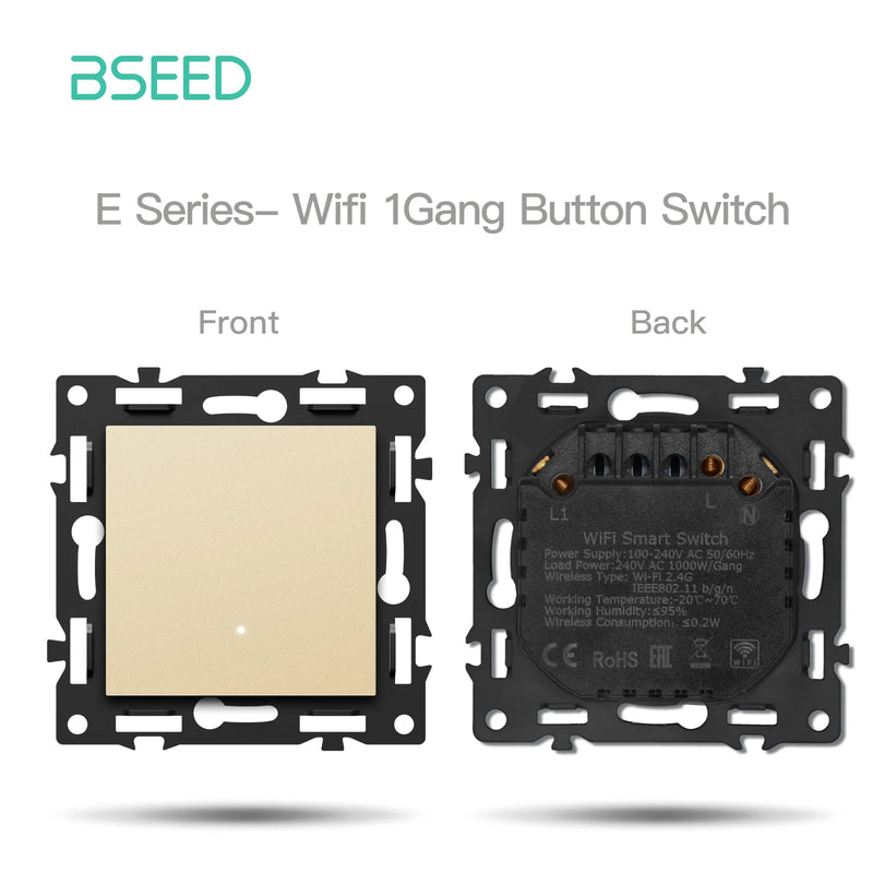 BSEED E Series WIFI Click Switch Function Part Smart Light Switch DIY Part Free Combination White Black Gold Grey Color
