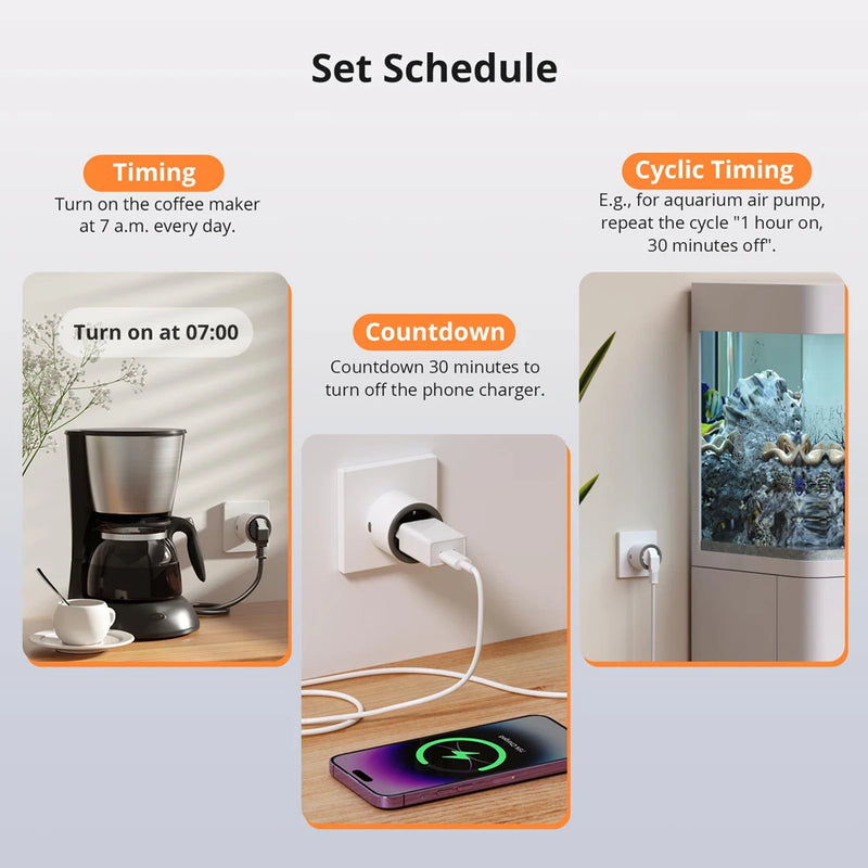 SONOFF S60 EU 16A IPlug Wi-Fi Smart Socket 1-5PCS Overload Protection Smart Scene Remote Control via EWeLink Alexa Google IFTTT