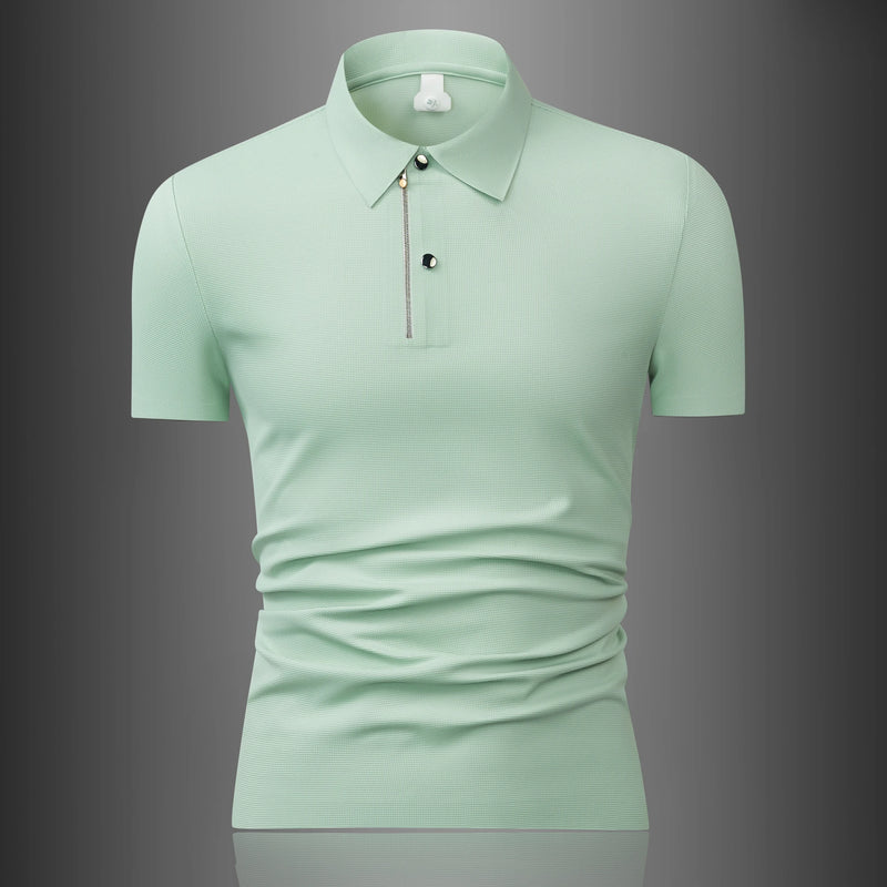 Men's  Waffle Ice Silk Polo Shirt - Cooling & Stretch, Slim Fit, Multi Colors  Breathable, Moisture-wicking  T-shirt.