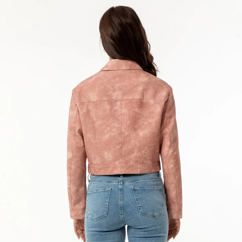 Women's Pink Short Jacket, Single Breasted Lapel PU Coat, Fashion Casual Faux Leather Jackets, Black, Beige, Brown, Coffee Tops.
