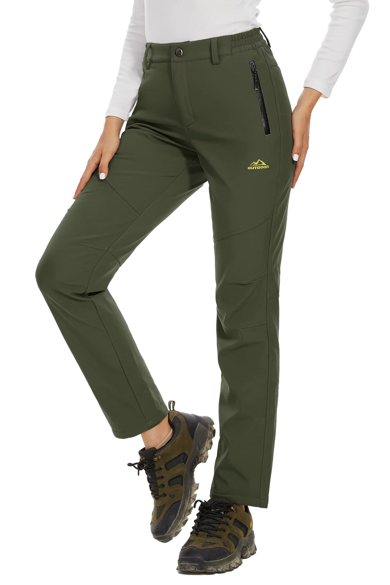 TACVASEN Women's Winter Ski Snow Softshell Fleece Lining Pants Hiking Trekking Mountain Trousers Cargo Warm Work Zipper Pockets