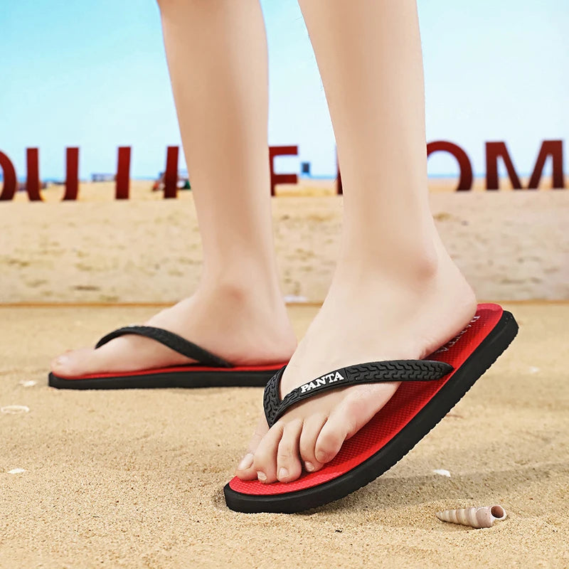 Flip-Flops Summer Men's Breathable Lightweight Quick-Dry Beach Slippers Soft-Soled Non-Slip Comfortable Outdoor Casual Slippers