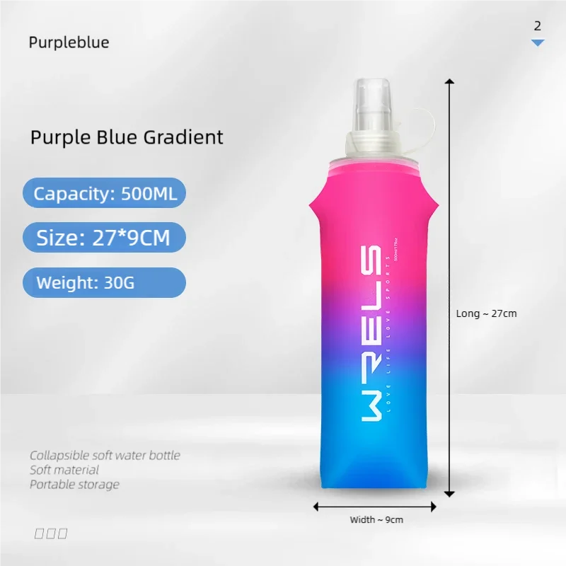 TPU Outdoor Sport Bottle Folding Soft Flask Drink Portable Water Bottle for Running Camping Hiking Bicycle Fitness Water Bag Run