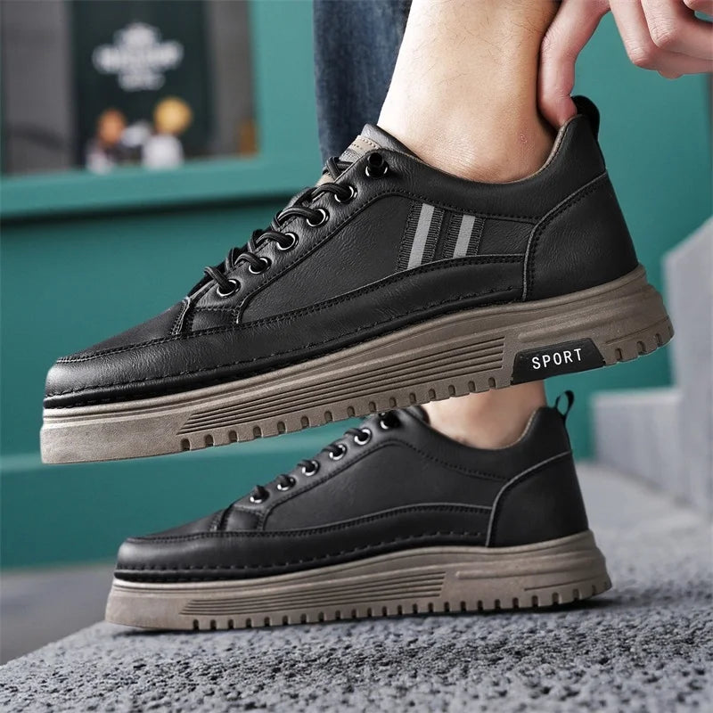 Students casual white shoes spring soft-sole anti-slip breathable flat outdoor walking shoes men's thick-sole sports board shoes