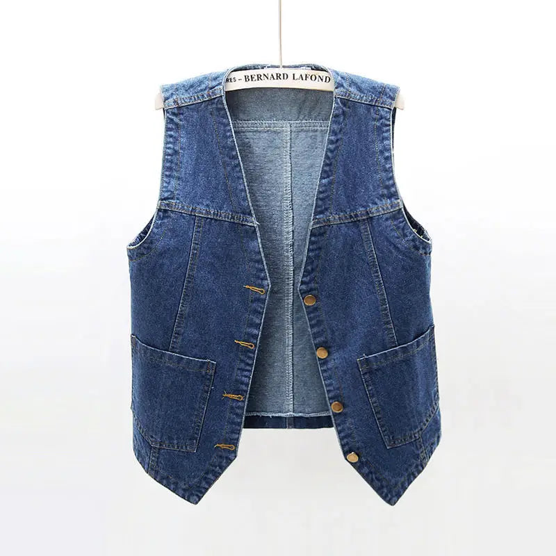Spring Autumn Versatile Denim Vest Women's Chalecos Short Loose Korean Version BF Sleeveless Jacket Student Waistcoat Tide