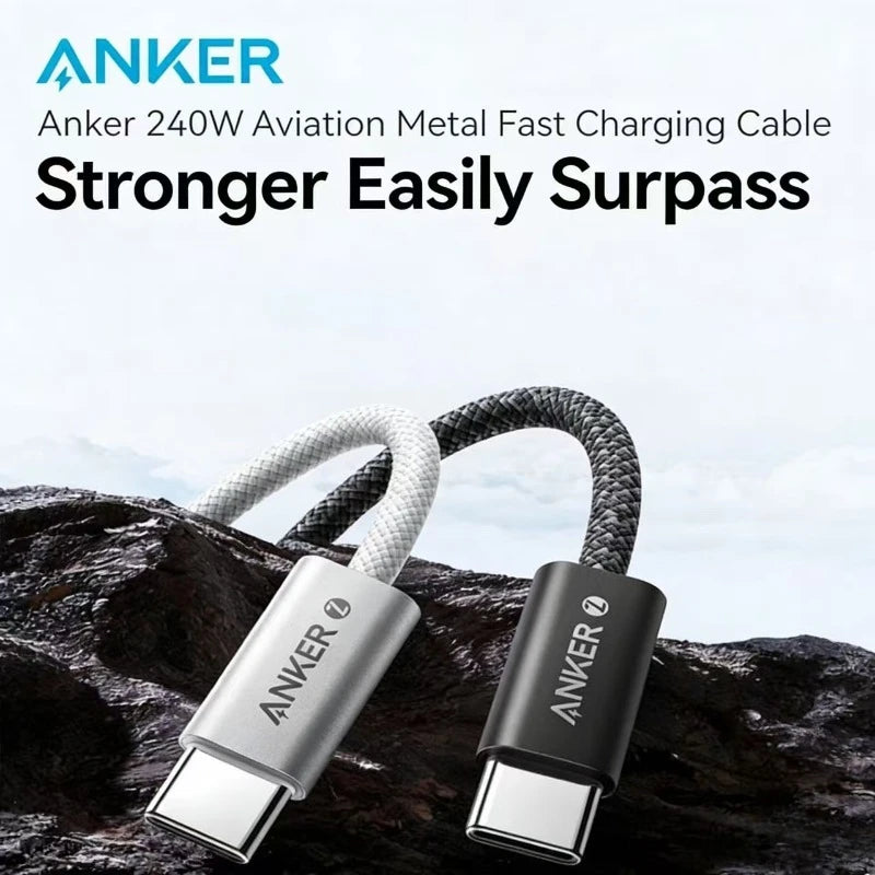 ខ្សែសាក ANKER Zolo 240W គ្មានធូលី USB-C ធន់នឹងធូលី ស័ក្តិសមសម្រាប់ Apple iPhone Series MacBook Huawei Android
