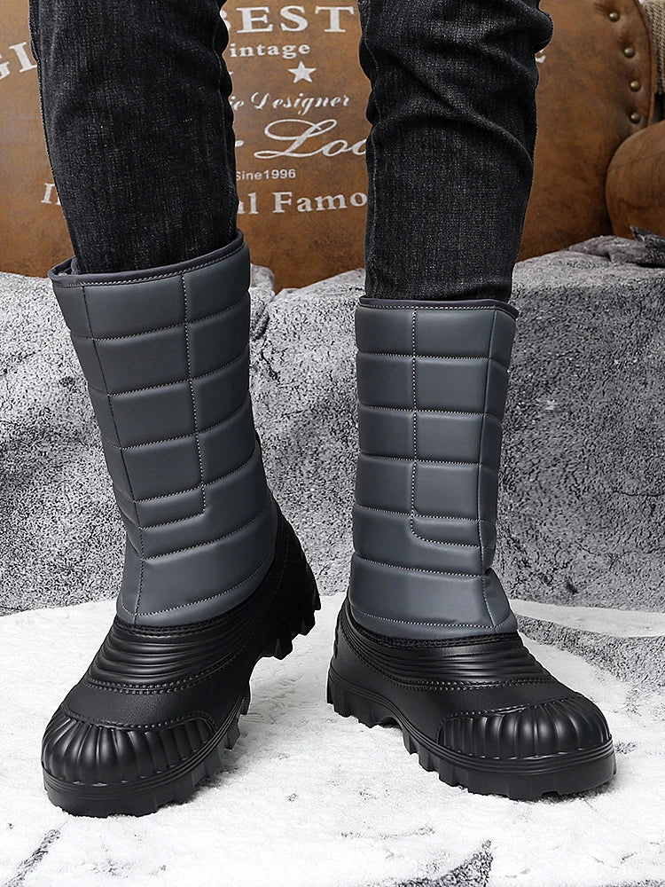 Men's high-top casual snow boots winter new light warm velvet cotton boots soft sole non-slip comfort outdoor walking work boots