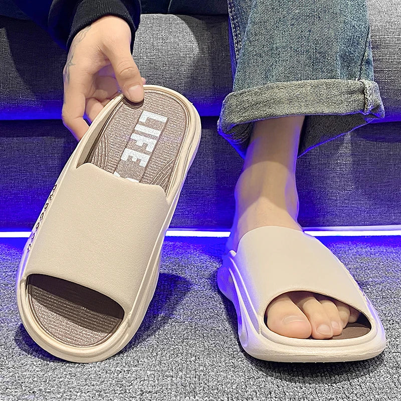 Men's casual slippers summer breathable lightweight soft-sole anti-slip outdoor beach shoes fashion youth Joker sports slippers