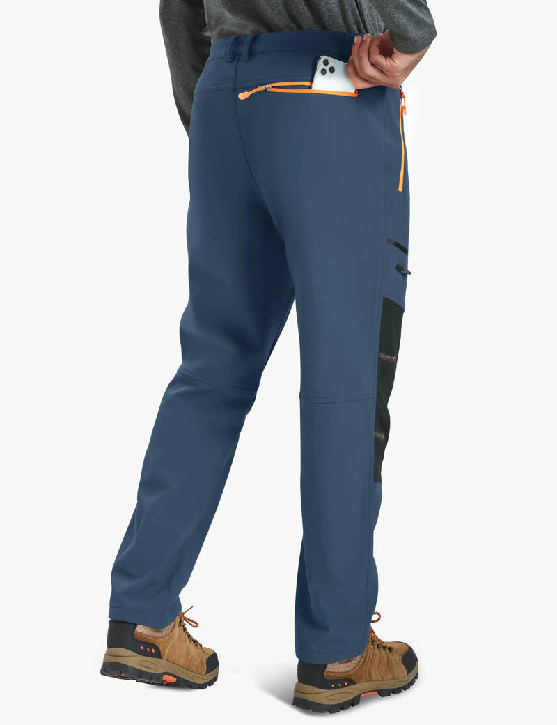 TACVASEN Men's Fleece Lined Softshell Hiking Pants  Winter Waterproof Trousers Outdoor Thermal Pants With Zip Pockets Warm
