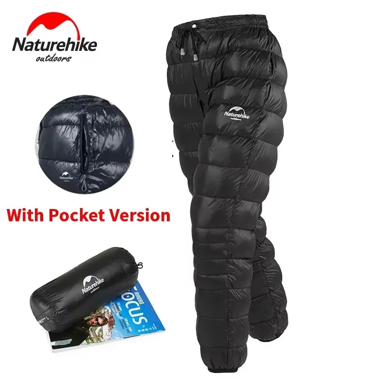 Naturehike Outdoor Down Pants Waterproof Wear Ultralight Thermal Hiking Pants Camping Warm Winter Goose Down Pants NH18K210-K