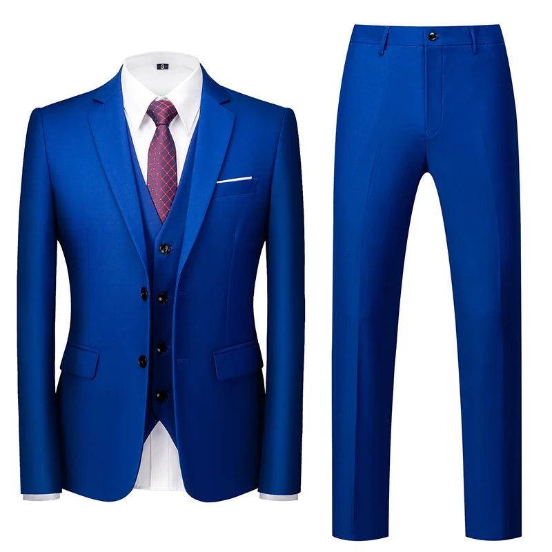 2026 Men's Grass Green Suit Three-Piece, Wedding,Party,Business,Interview Menswear,Red,Black,Blue,Purple,Yellow Asian Size Sets