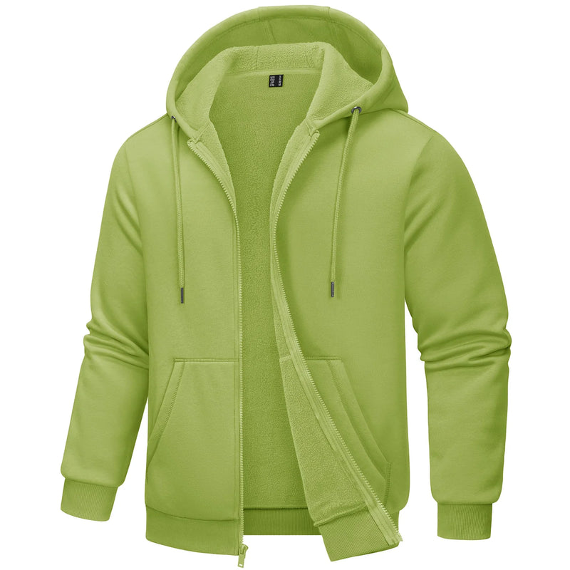 TACVASEN Big Pockets Fleece Lining Hoodies Mens Hooded Coats Full Zip Up Casual Hoodie Jackets Athlete Running Hiking Sportswear