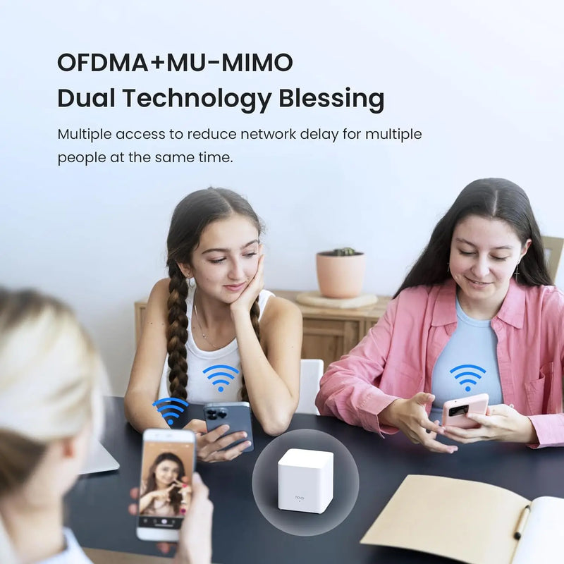 ប្រព័ន្ធ WiFi 6 Mesh របស់ Tenda Nova MX3 AX1500 ទំហំ 3500 ហ្វីតការ៉េ ប្រព័ន្ធ WiFi 6 Mesh រ៉ោតទ័រ Gigabit Mesh បណ្តាញ Mesh ពីរក្រុម ឧបករណ៍ 80