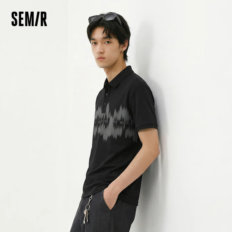 Semir Men Polo Shirt Soft Cotton Letter Embroidered Tie Dye Knit 2026SummerFashion Casual Style Lightweight Breathable Daily Top