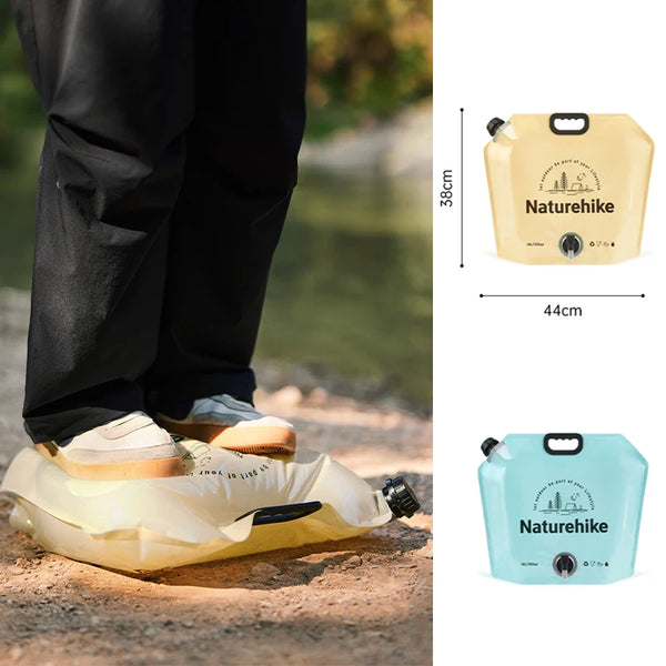 កាបូបទឹកសម្រាប់បោះតង់ Naturehike ទំហំ 10 លីត្រ កាបូបទឹកចល័ត កាបូបបត់បាន មានម៉ាស៊ីនទឹក ធុងទឹក