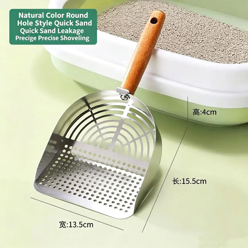 Stainless Steel Cat Litter Shovel, Fine Hole Thickened Long Handle Shovel, Cat Litter Hollowed Out Shovel, Pet Poop Scoop, Artif