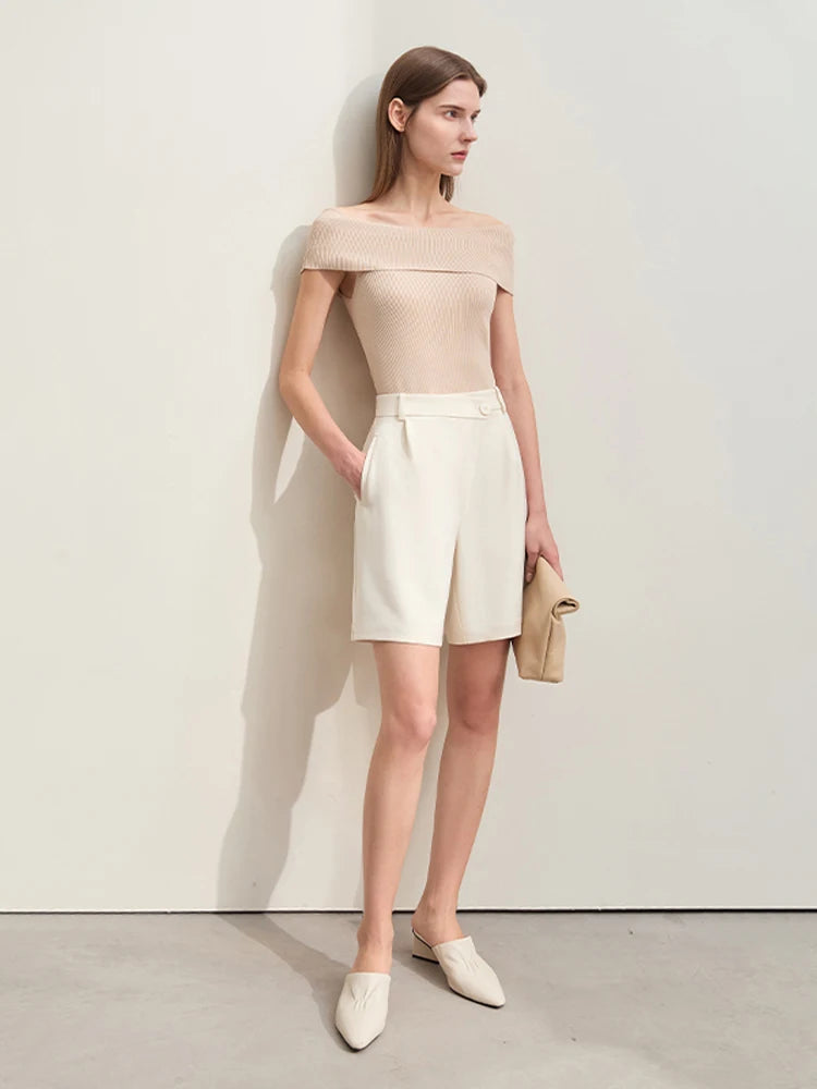 ខោខ្លី Amii Minimalism 2024 Basics រដូវក្តៅថ្មី រឹងមាំ សម្រាប់ធ្វើដំណើរ និងធ្វើការ ខោខ្លីធម្មតាសម្រាប់ស្ត្រី 12442069