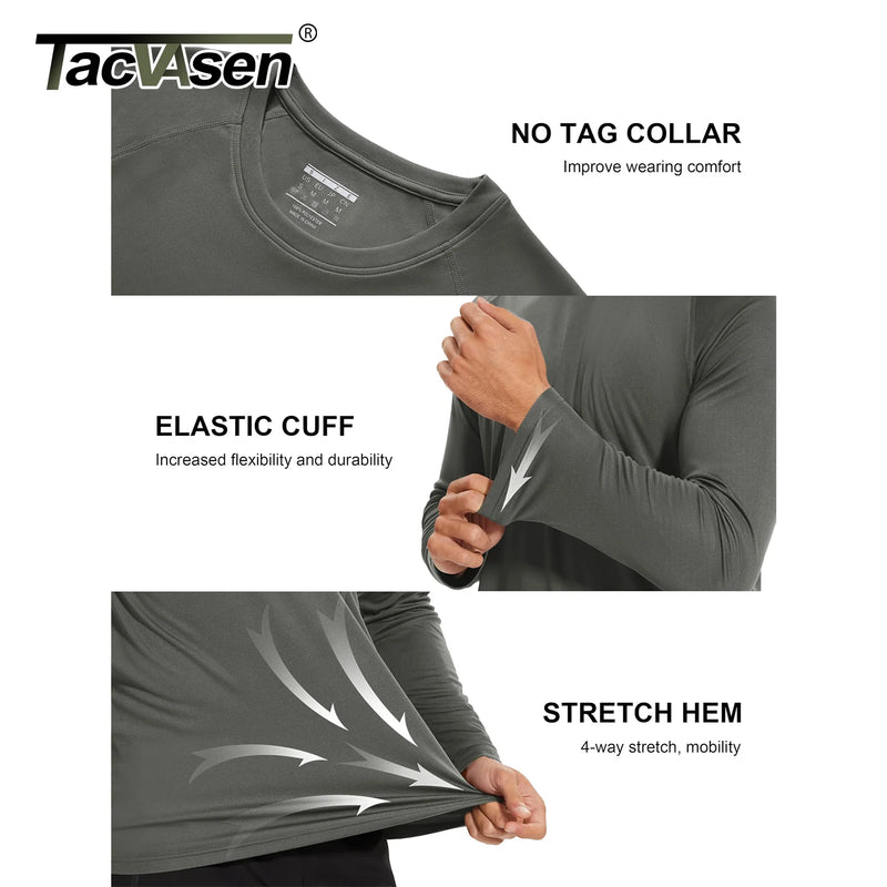 TACVASEN 4 Pack UPF 50+ Sun Protection T-shirts Men's Quick Dry Long Sleeve Athlectic T Shirts Performance Sports T-shirts Tee