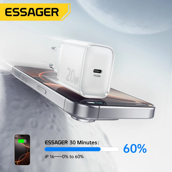 Essager Mini 20W USB Type C Charger PD Fast Charging for iPhone 16 15 14 Pro Quick Charge 3.0  Mobile Phone Charger for Samsung