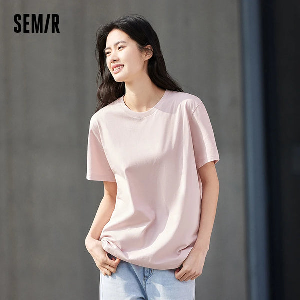 អាវយឺត Semir Minimalist សម្រាប់បុរសនិងស្ត្រី រដូវក្តៅ ពណ៌រឹង ស្លីម សម សម្រាប់ការធ្វើដំណើរប្រចាំថ្ងៃ អាវសម្រាប់ពាក់លេងបានច្រើនយ៉ាង មានផាសុកភាព ស្លៀកបានគ្រប់វ័យ