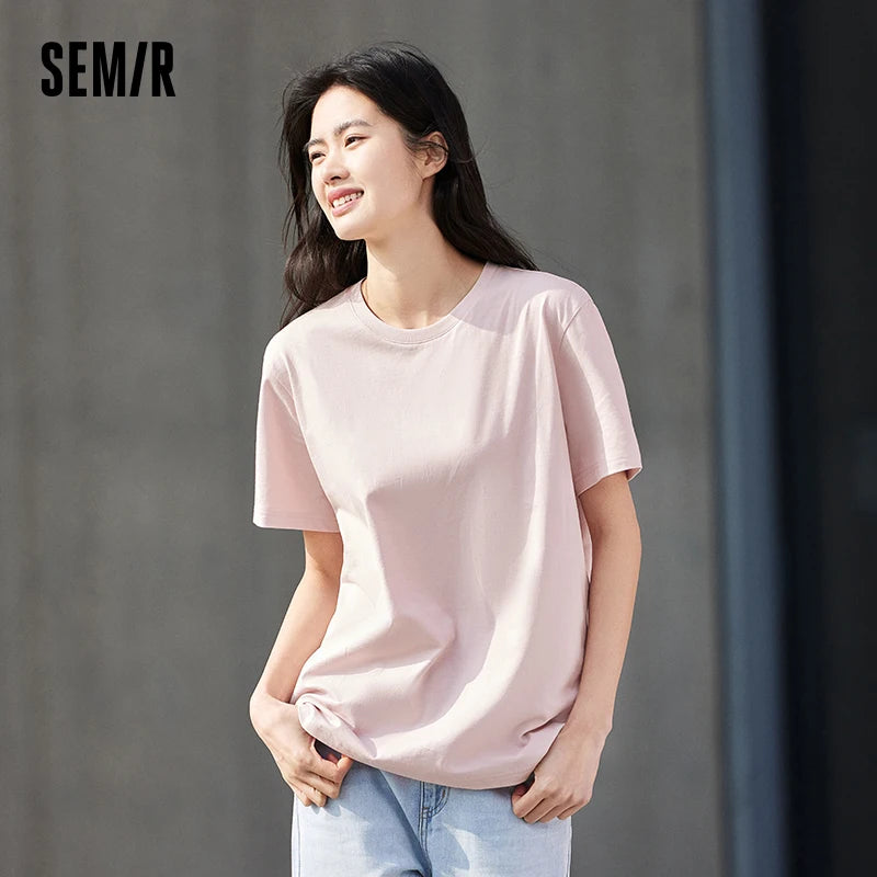 Semir Minimalist Tshirt Unisex Summer Solid Color Slim Fit Daily Commute Versatile Top Comfortable Basic Wear