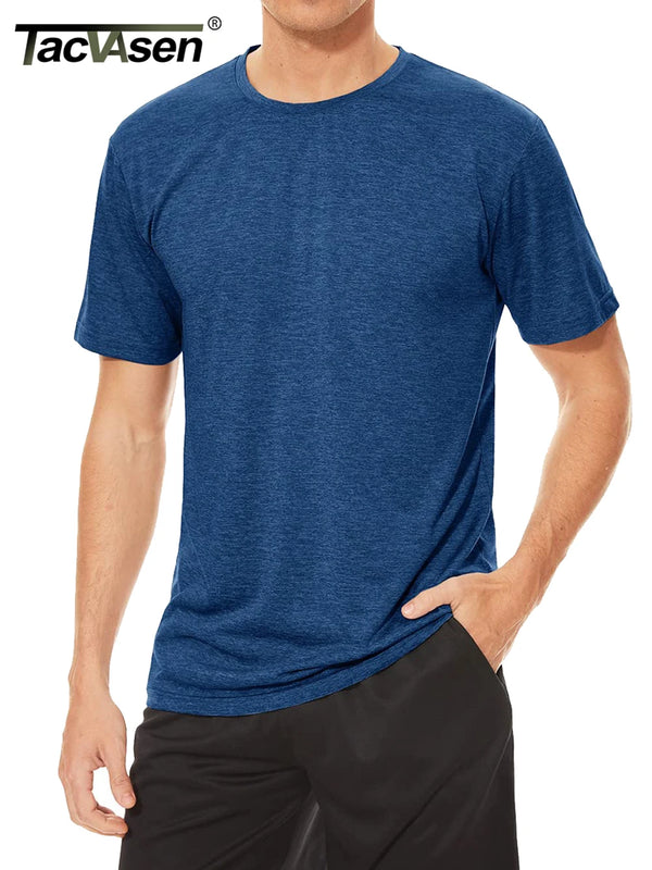 TACVASEN 3 Packs Summer T-shirts Mens Crew Neck Short Sleeve Shirts 3 Pieces/Lot Moisture Wicking Quick Dry Casual Tees Gym Tops