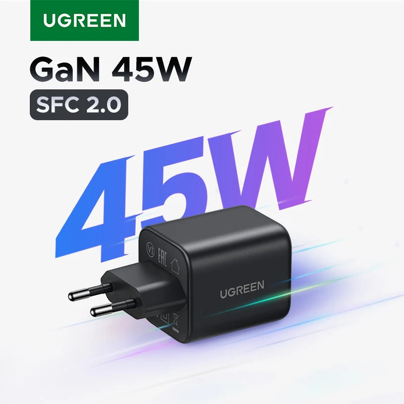 UGREEN 45W GaN Charger PD3.0 PPS QC3.0 Quick Charge For Samsung S26 S25 Ultra iPhone 18 17 16 Pro Max iPad Tablet Fast Charger