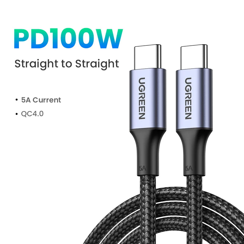 UGREEN 90 Degree Right Angle USB-C Cable PD100W/60W Type-C Gaming Charging Cable 5A/3A for iPhone 17/16 Samsung S26/25/24 0.5-3M