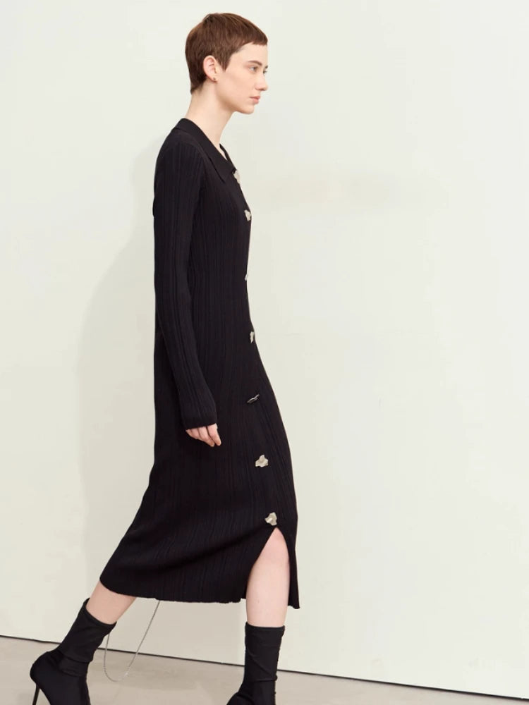 រ៉ូប Amii Minimalism Elegant Women Dress រដូវស្លឹកឈើជ្រុះឆ្នាំ ២០២៥ រ៉ូបថ្មី Retro Slim Dress សម្រាប់នារី អាវក្រៅប៉ាក់ធ្វើពីក្រណាត់រឹង 12443090