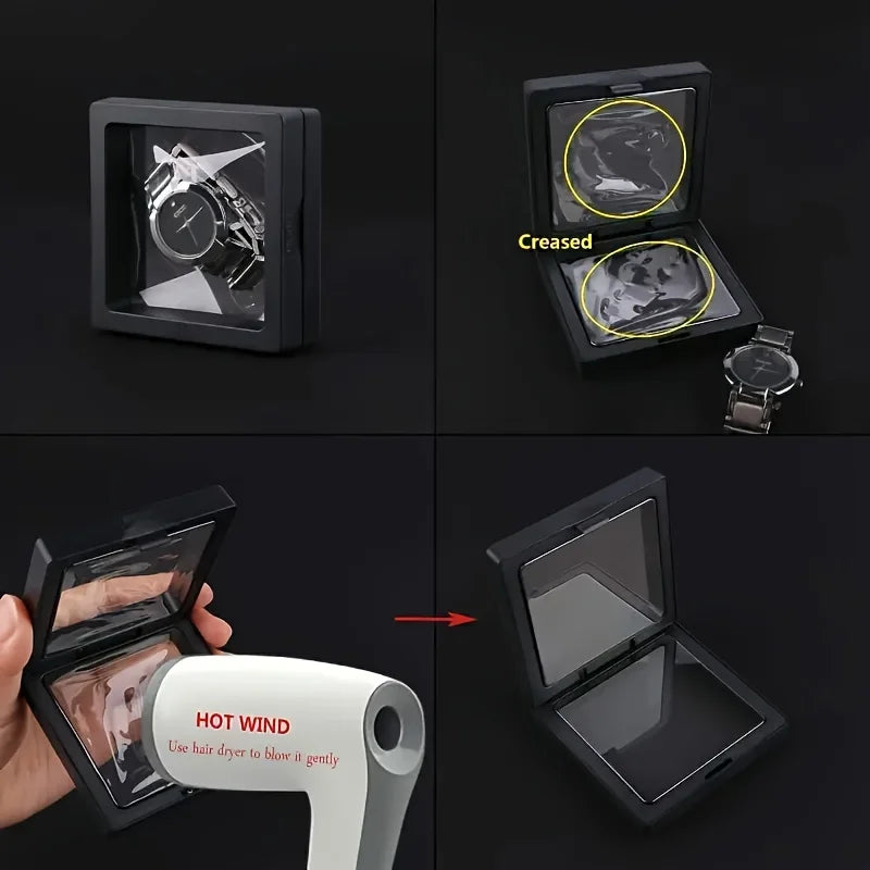 4pcs floating display box,dust-proof jewelry packaging,transparent storage box for necklace,bracelet.Gift Boxes for Retail Use.