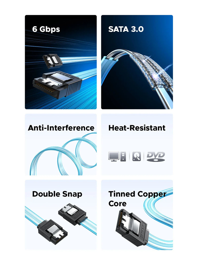 ORICO SATA 6Gbps HDD Data Cable with Locking Latch SATA HDD Splitter Cable 1/3/4/5/6 Ports for SATA HDD SSD CD Driver Server