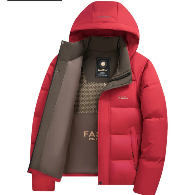 Winter Men's Casual Loose Cotton Jacket, Fleece Lined Padded Warm Keeping Lining, Fashionable Hooded Cotton Jacket