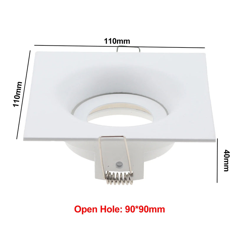 Round Square LED Spotlight Frame GU10 MR16 Base Recessed Downlight Adjustable Lamp for Kitchen Living Room Bedroom Lighting